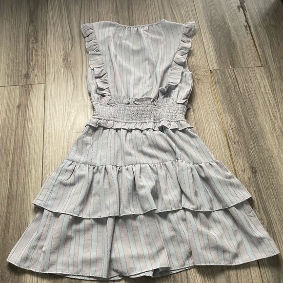 Storia Ruched Ruffle Pastel‎ Stripe Dress Small - Picture 2 of 6
